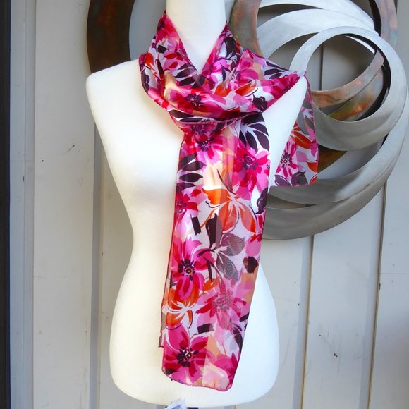Silk Feel Multi-coloured Scarf - Picture 1 of 3